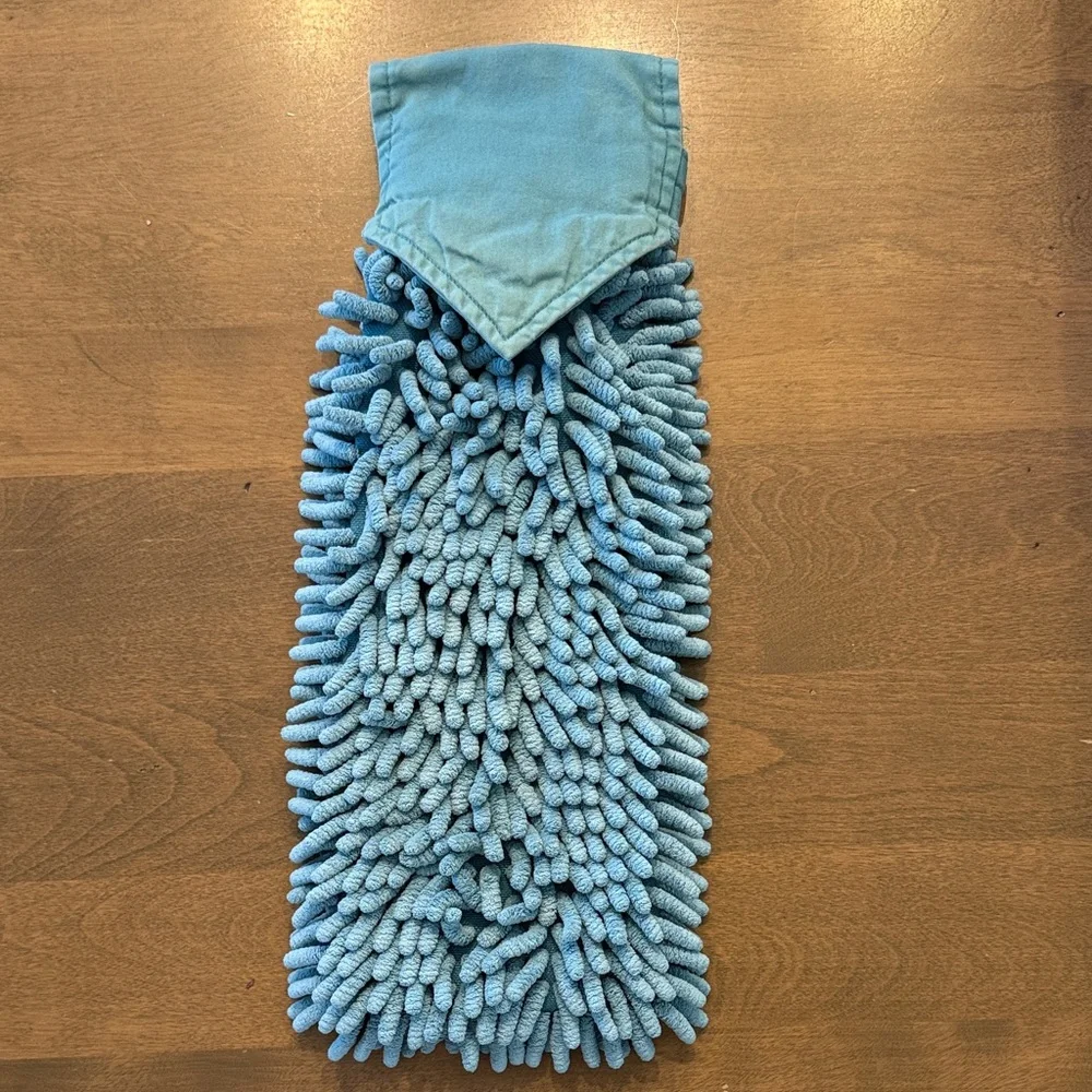 Norwex Chenille Teal Hand Towel used master kids bathroom kitchen bath